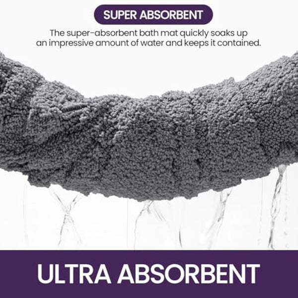 DEXI Absorbent Bath Mat 61 x 92 cm, Soft Bathroom Mats with Non Slip Backing, Machine Washable Microfiber Rug for Shower Floor, Grey