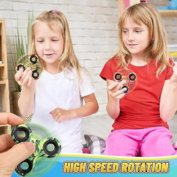 Fidget Spinner Toy Bulk Age 3+ for Kids Adults (12 Pack), Metal Tri-Spinner Fidget Set for Stress Relief, Halloween Christmas Party Favors Supplies Goodie Bag Stuffers Classroom Prizes