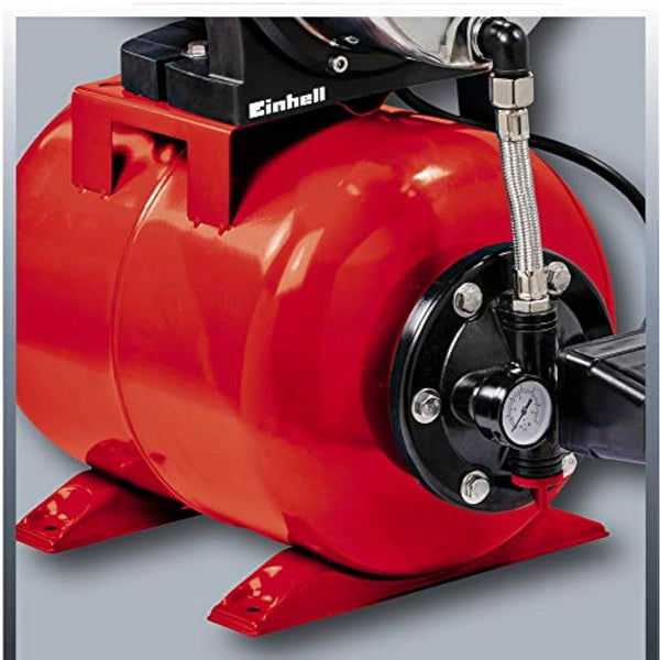 Einhell Hauswasserwerk GC-WW 1046 N (1050 W, 4600 L/h max. flow rate, max. delivery pressure 4.8 bar, pressure switch, pressure gauge, 20 L tank), stainless steel