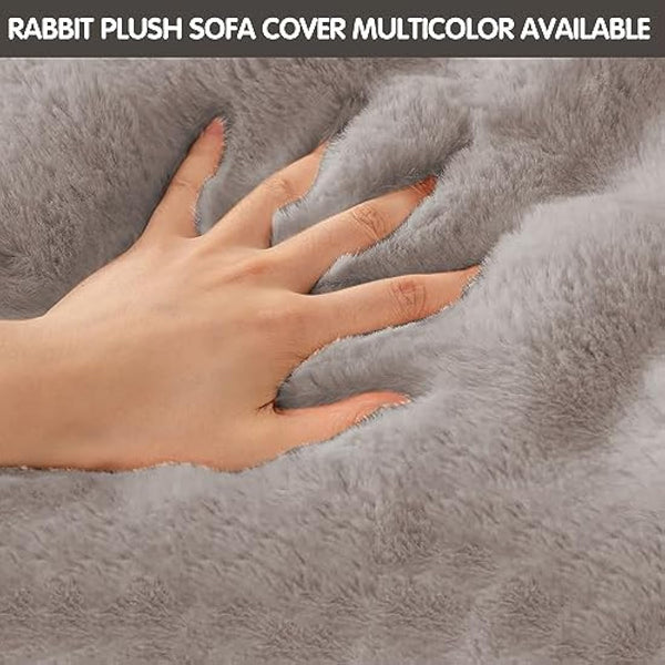Thick Rabbit Plush Sofa Covers 1 2 3 Seater, Non-Slip Sofa Slipcovers For Corner L Shape, Funny Fuzzy Sofa Cover, Warm Velvet Sofa Cushion Covers, Washable Furniture Protector (Dark Gray,110x160cm)