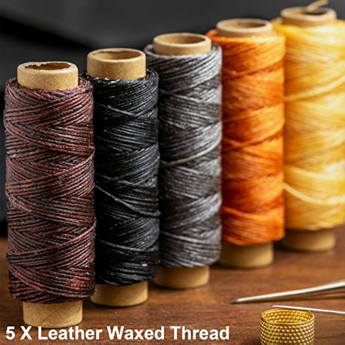 Leather Tools for Leather Working Professional,Leather Working Tools for Beginners,Leather Tools with Waxed Thread Stitching Groover Awl,Leather Sewing Kit and Leather Crafting Kit for Adults Gifts