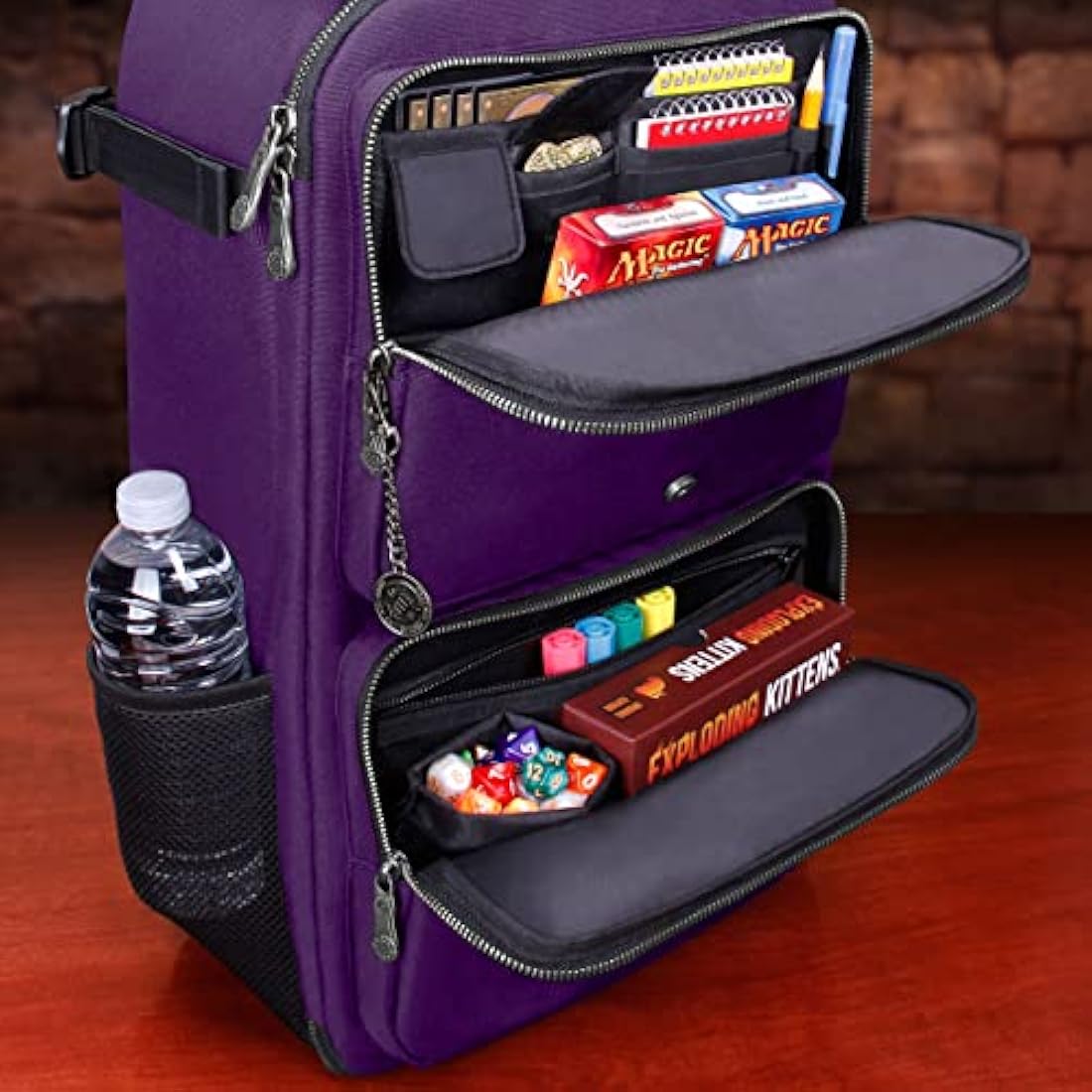 ENHANCE MTG Backpack - Collector's Edition TCG Backpack for Deck Boxes, Sleeved Cards, Playmats, MTG Accessories - Customizable Card Organization with Built-in Defender Screen (Dragon Purple)