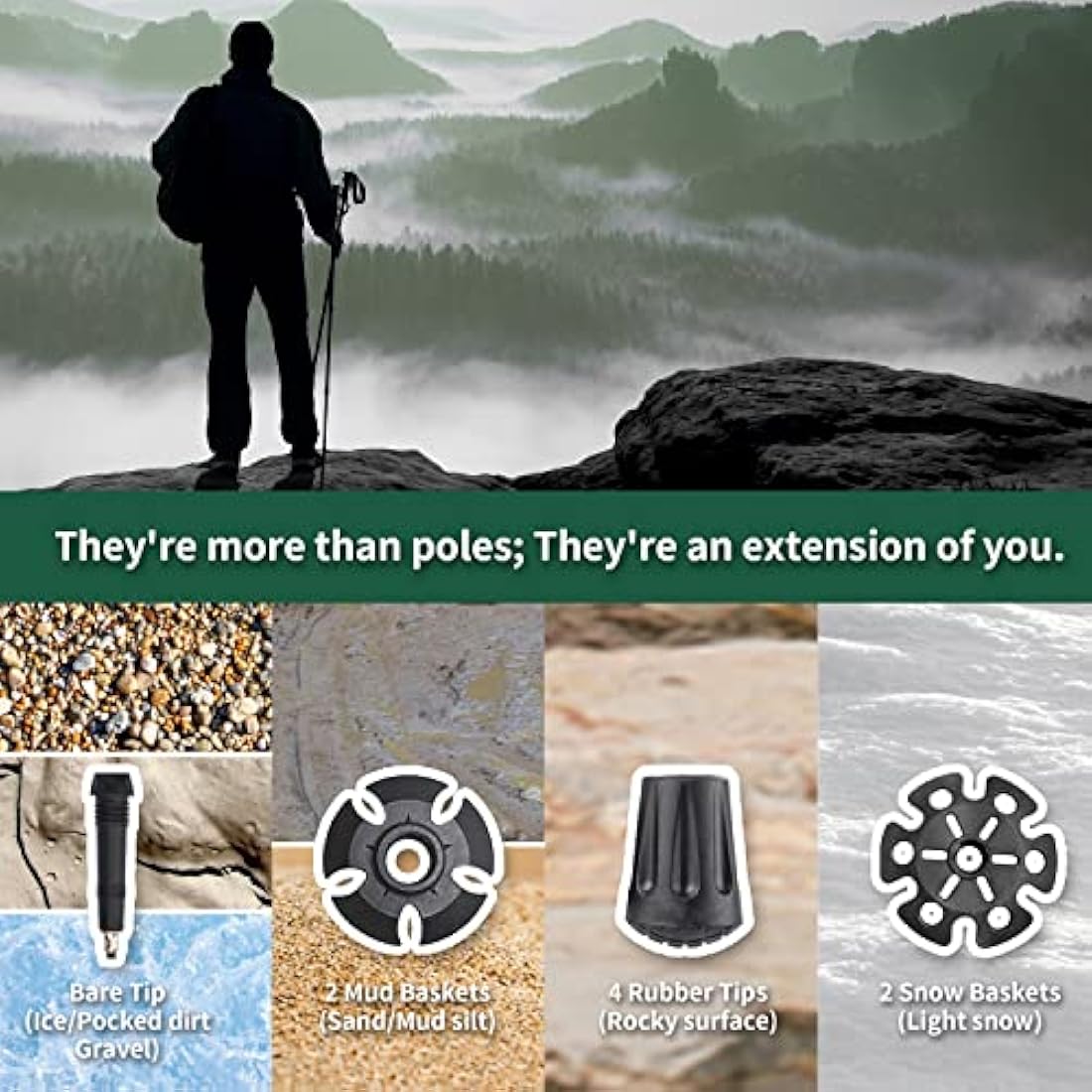 TheFitLife Collapsible Trekking Poles for Hiking – Lightweight Folding Walking Sticks for Men and Women with Extra-Long Foam Handle and Metal Flip Lock