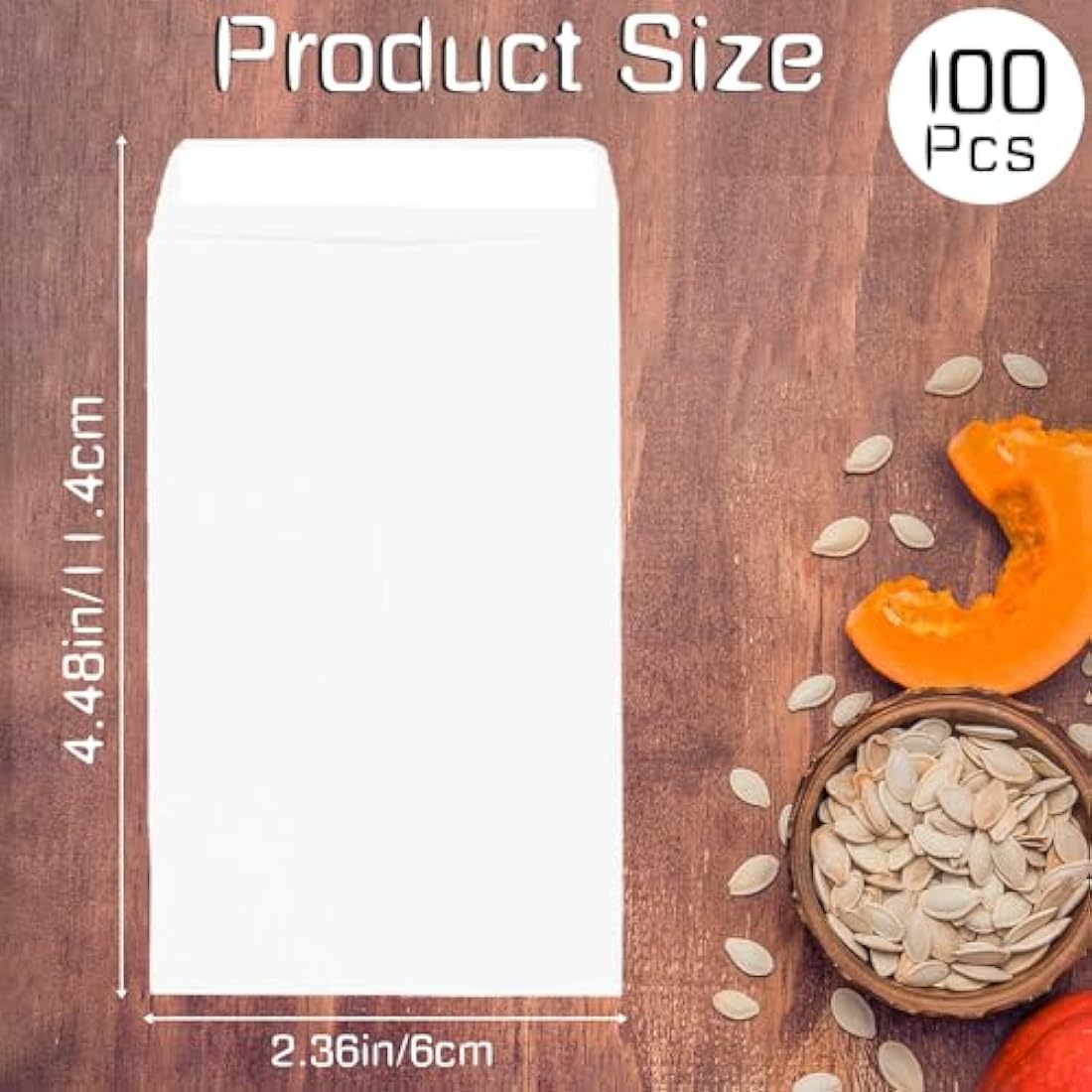 100Pcs Small White Envelopes, Self-Adhesive Seed Envelopes Seed Packets Kraft Paper Coin Envelopes Money Envelopes for Wages, Seeds, Coins, Beads or Stamps(10x6cm/3.9x2.4inch)