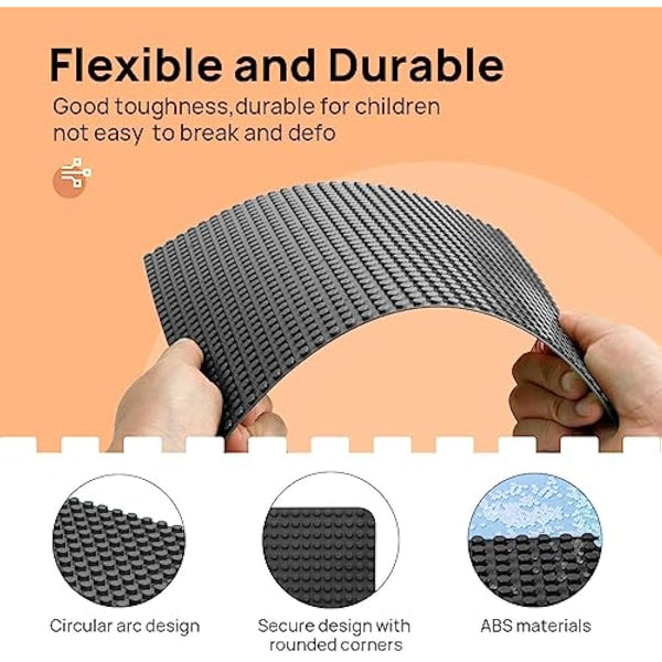 Etarnfly 4 Pack Classic Base Plates,25.5 x 25.5 cm Building Board Baseplates 100% Compatible with All Major Brands,Black