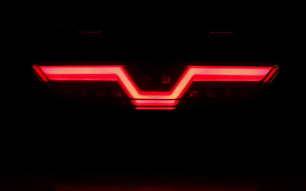 iJDMTOY Smoked Lens LED Rear Foglamp Compatible with 2015-2017 Ford Mustang, Full Red LED Tail Light Assembly Functions as Reverse Light & Rear Fog Light