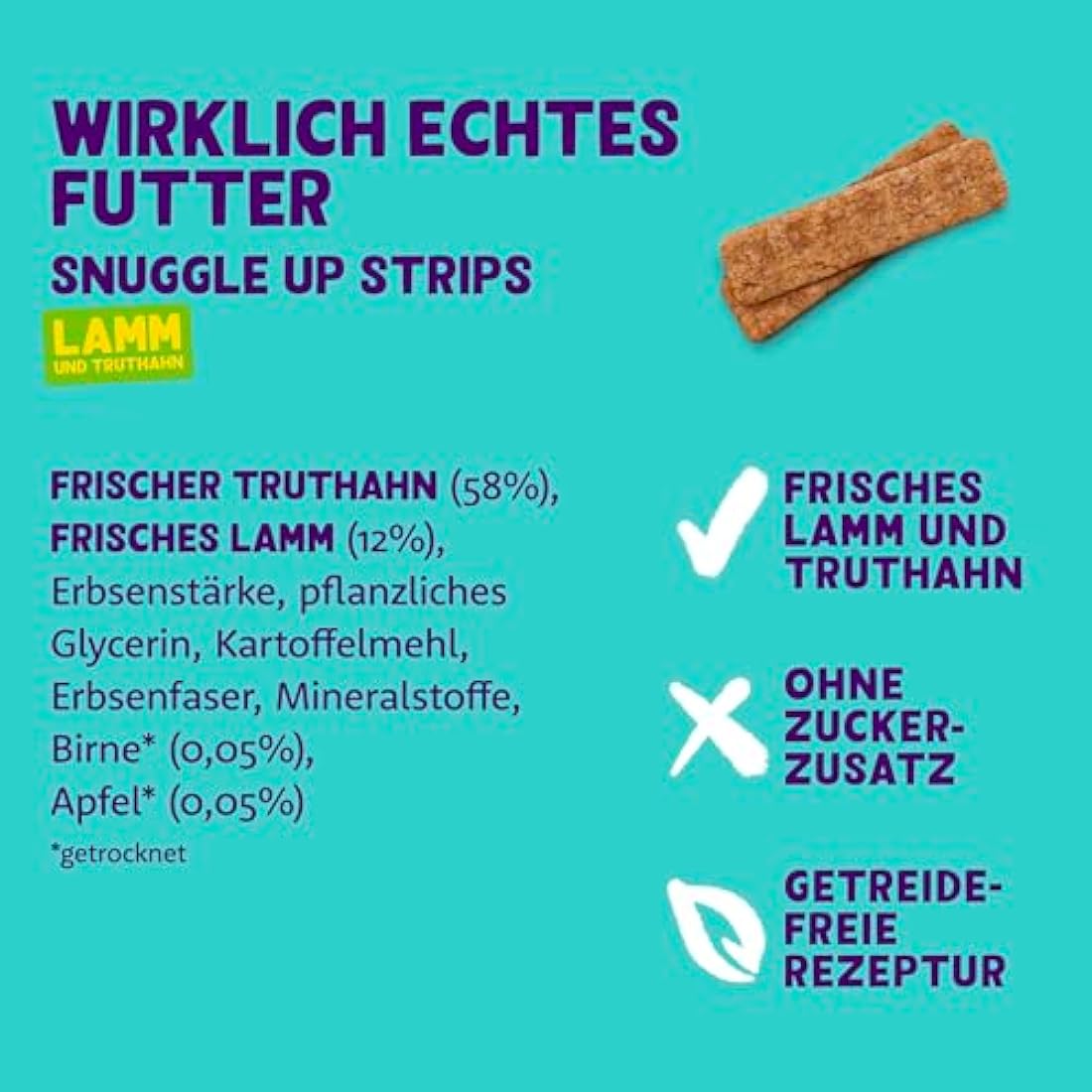 Edgard Cooper Natural Dog Treats - Lamb and Turkey Snuggle Up Strips - (10 x 75g bag), Grain Free, High in Protein & fresh meat, full of essential amino acids for healthy insides