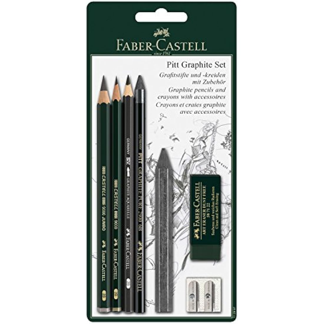 Faber-Castell Polychromos 110095 Colouring Pencils in Metal Case and Pitt Graphite Set of 36