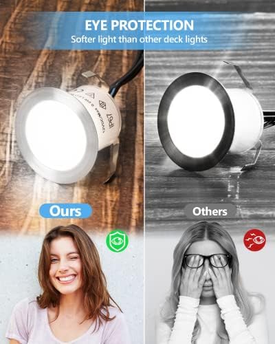 HIBOITEC 16Pcs Decking Lights, Lighting LED Deck Lights φ32mm, Cool White Decking Lighting, Waterproof Plinth Deck Light, for Outdoor, Garden, Floor Tile, Staircase, Wall Corner, Bathroom