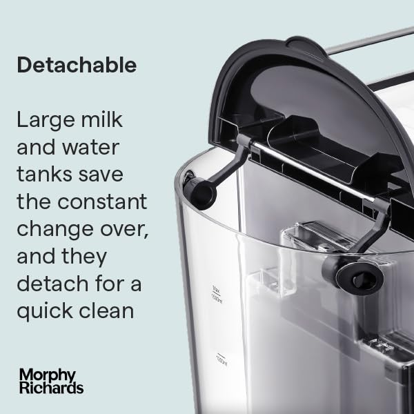 Morphy Richards Compact Espresso Machine, Dual Cup, 1L Water tank, Variable Steam Control and Milk Frother Wand, Ground Coffee and ESE Pod Compatible, Stainless Steel, 172022