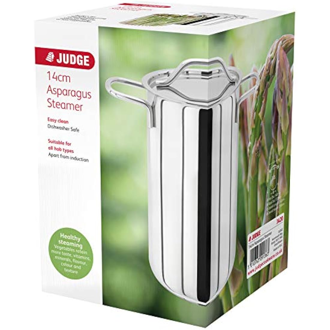 Judge Vegetable Steamer Cooking Pot, 14cm, Stainless Steel Food Steamer with Steamer Pan & Lid, Dishwasher Safe Cookware