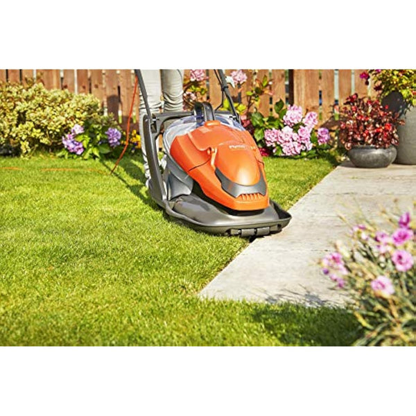 Flymo EasiGlide Plus 360V Hover Collect Lawn Mower - 2000W Motor, 36cm Cutting Width, 26 Litre Grass Box, Folds Flat, 10m Cable Length, Orange and Grey