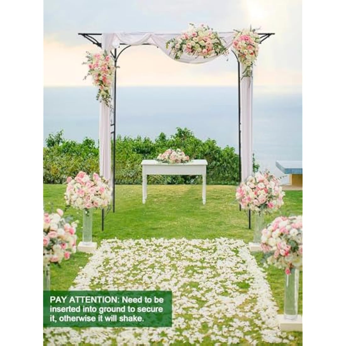 2 M Flat Top Garden Arch for Climbing Plant, Kalolary Heavy Duty Metal Garden Arch Arbor Wedding Trellis Archway Garden Tunnel Trellises Flower Vines Climbing Support for Lawn Backyard Patio Outdoor