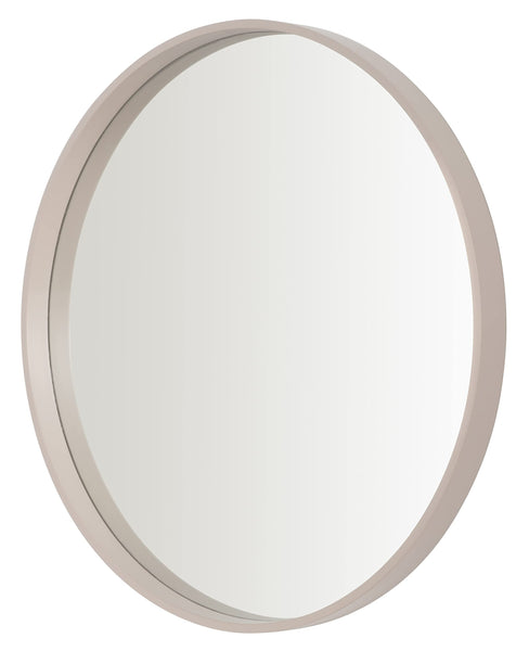Home Selections Beige Brown Round Wall Mirror, 50cm, Wooden Deep Framed Circle Mirror