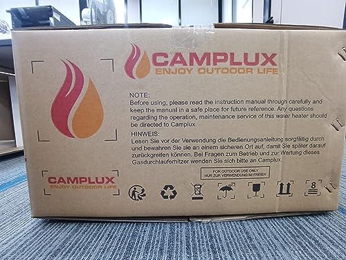 CAMPLUX Gas Water Heater 20 litres, Instant LPG Water Heater for Garden Shower, RV, Tiny House, ECO/Full Mode, BW Series BW528B