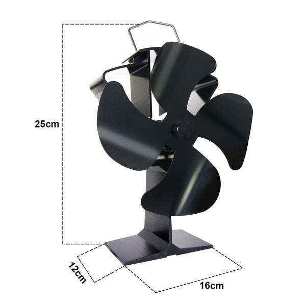 Tomersun 4 Blades Stove Fan Heat Powered Wood/Log Burner Fan Eco Friendly Heat Circulation for Wood/Log Burner/Fireplace
