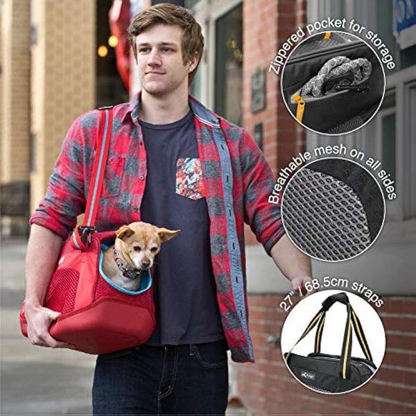 Kurgo Explorer Carrier, Carrier Bag for Small Dogs and Cats, Waterproof Bottom, Lightweight, Large-Black