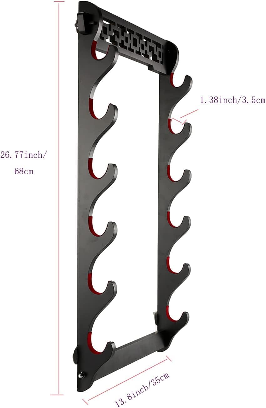 Dfdvye Katana Sword Holder - 6 Tier Samurai Sword Display Rack With Wall Mount for Wakizashi and Tanto