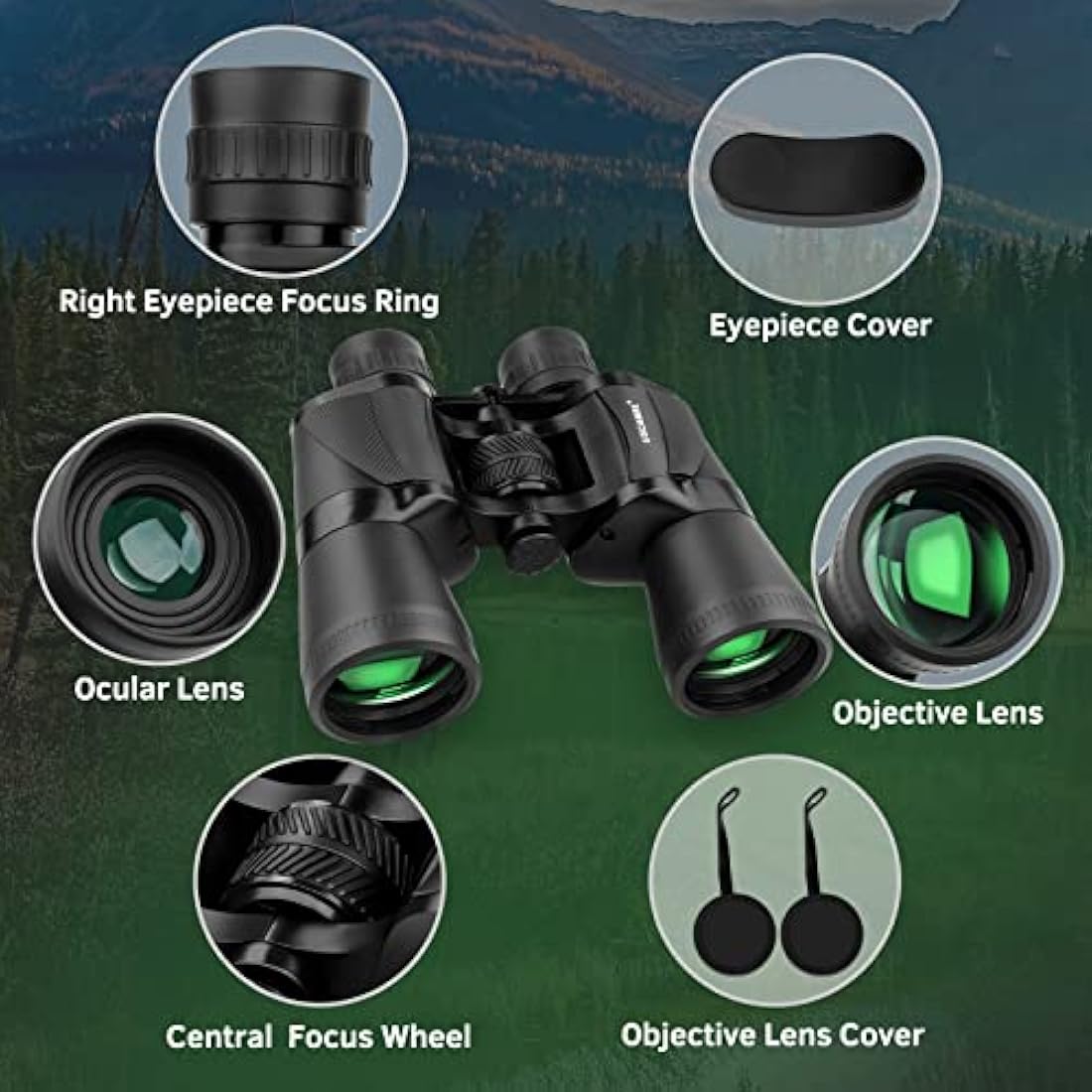 20x50 Binoculars for Adults High Power: Professional Waterproof Binoculars with Porro BAK4 Prism Len Multilayer-Coated Lenses for Bird WatchingTravel Hiking Concert and Sports