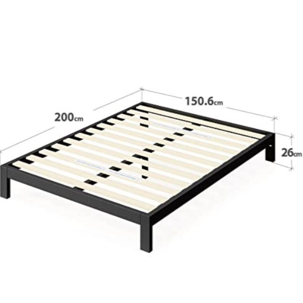 Zinus Arnav Super King Bed frame - Bed 180x200 cm - 26 cm Height - Metal bed frame with Wood slat support - Black