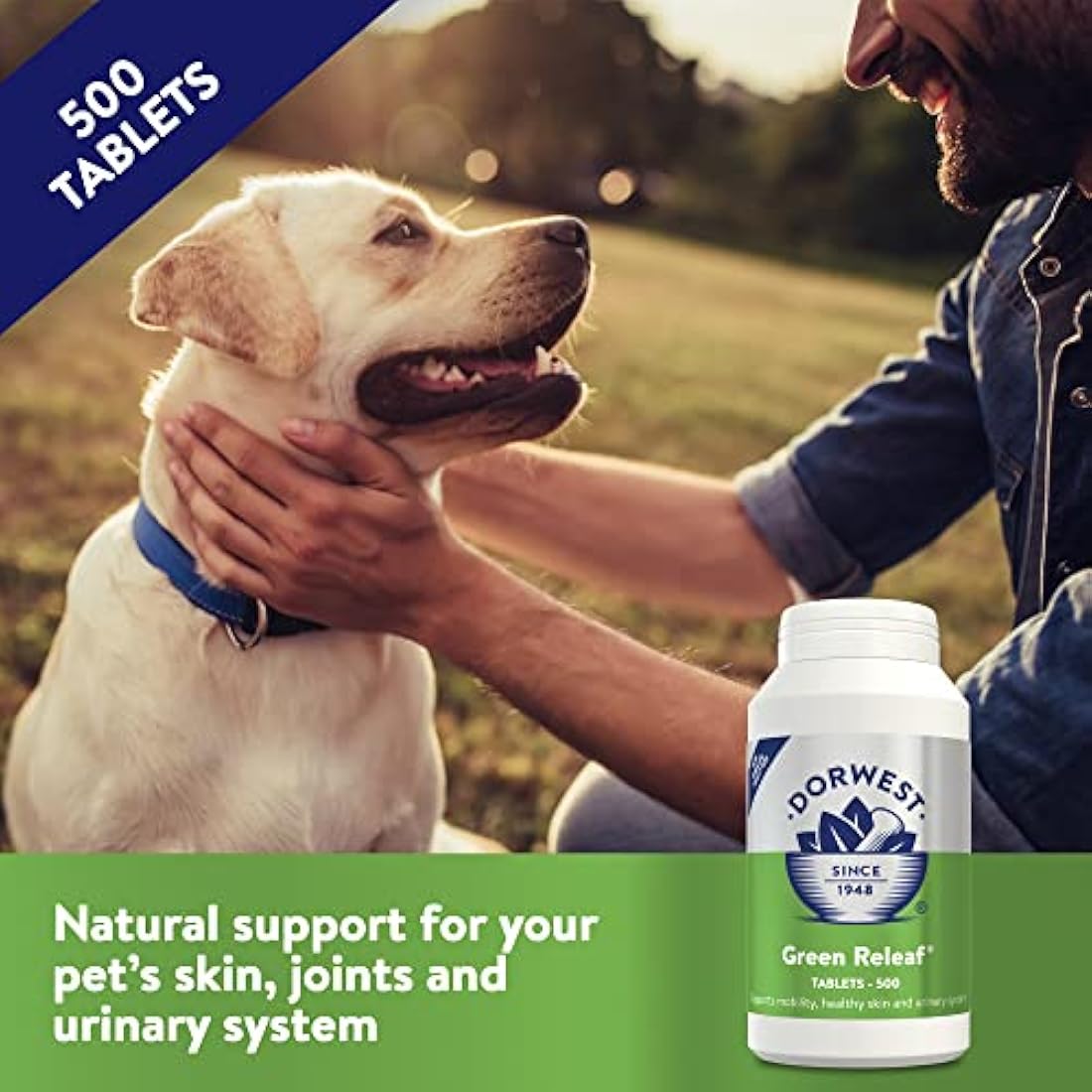 Dorwest Green Releaf Tablets, 500 Tablets, Natural Supplements for Dogs and Cats – For Healthier Skin, Joints, and Urinary Systems in Pets