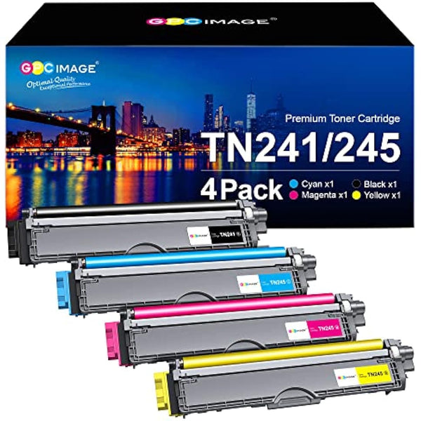 GPC Image Toner Cartridges Replacement for Brother TN241 TN245 Compatible with 9015CDW 9020CDW 9022CDW 3140CW 3142CW 3150CDN 3150CDW 3170CDW 9130CDN 9140CDN 9330CDW (Black Cyan Magenta Yellow, 4-Pack)