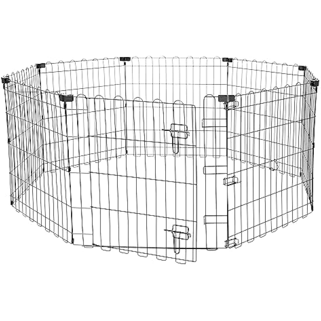 Amazon Basics Foldable Octagonal Metal Dog Pen/Puppy Pen/Playpen Indoor for Dogs and Pets, With door, 61 cm high, Black