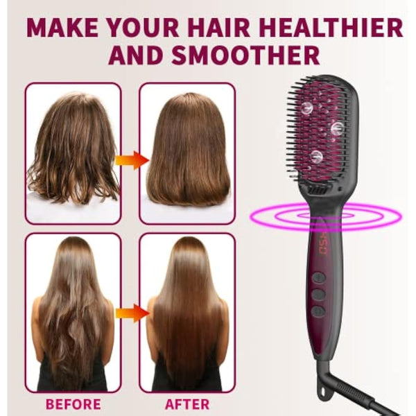 Hair Straighteners Brush for Women, 30s Quick Heating Hair Straightening Brushes Gifts to Her Heated Hair Straighener Comb for Self Styling 250°F-450°F Anti Scald