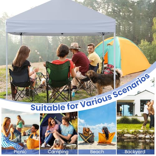 COSTWAY 2m x 2m Pop up Gazebo, 3-Position Height Adjustable Commercial Instant Canopy Tent with Carry Bag, Garden Patio Sun Shelter for Camping BBQ Party (Blue, 198 x 198 x 190-244 cm)