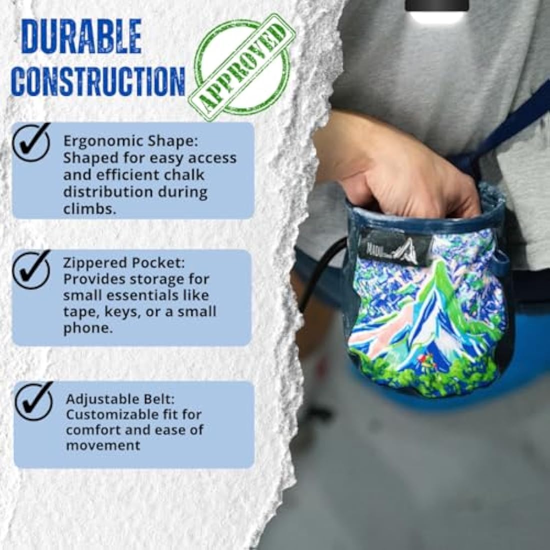 Madu Climb - Rock Climbing Chalk Bag Water Colour Artwork