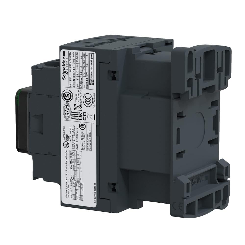 Schneider Electric, TeSys D contactor - 3P(3 NO) - AC-3 - <= 440 V 38 A - 230 V AC 50/60 Hz coil, LC1D38P7