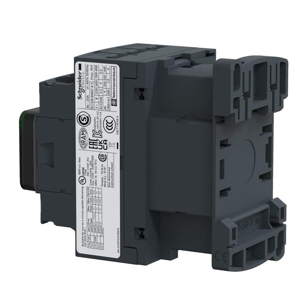 Schneider Electric, TeSys D contactor - 3P(3 NO) - AC-3 - <= 440 V 38 A - 230 V AC 50/60 Hz coil, LC1D38P7