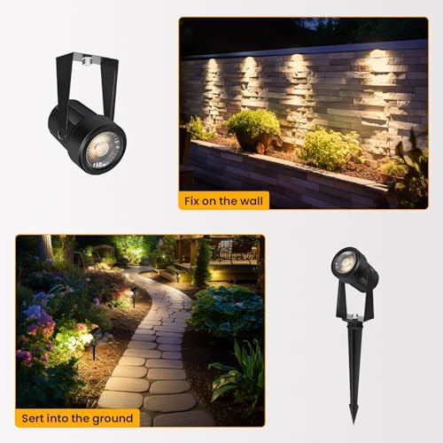 Svater Garden Spotlights Mains Powered, 32m 10-in-1 LED Landscape Lights 2W Warm White 3000K 27V IP65 Waterproof Outdoor Garden Lights Pathway Lighting for Lawn Yard, Patio,Driveway,Party