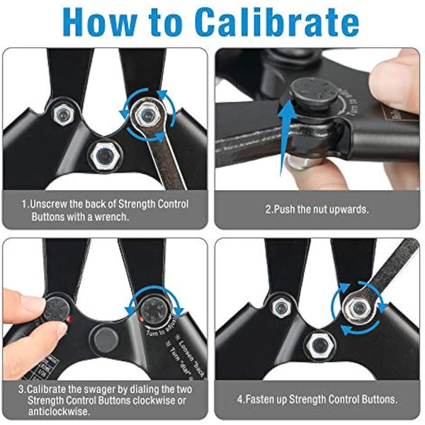 iCrimp Heavy Duty Stainless Steel Wire Rope Crimping Tool, Hand Swager for Copper and Aluminum Oval Sleeves, Compatible with Stop Sleeves from 1.2mm to 3.5mm Wire Rope