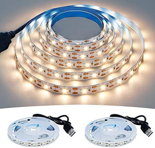GOMING 5V USB LED Strip Light Natural White 4000K USB Powered 4M (2pcs x 6.6ft) 240LEDs Flexible SMD2835 No-Waterproof IP20 LED Tape Lights