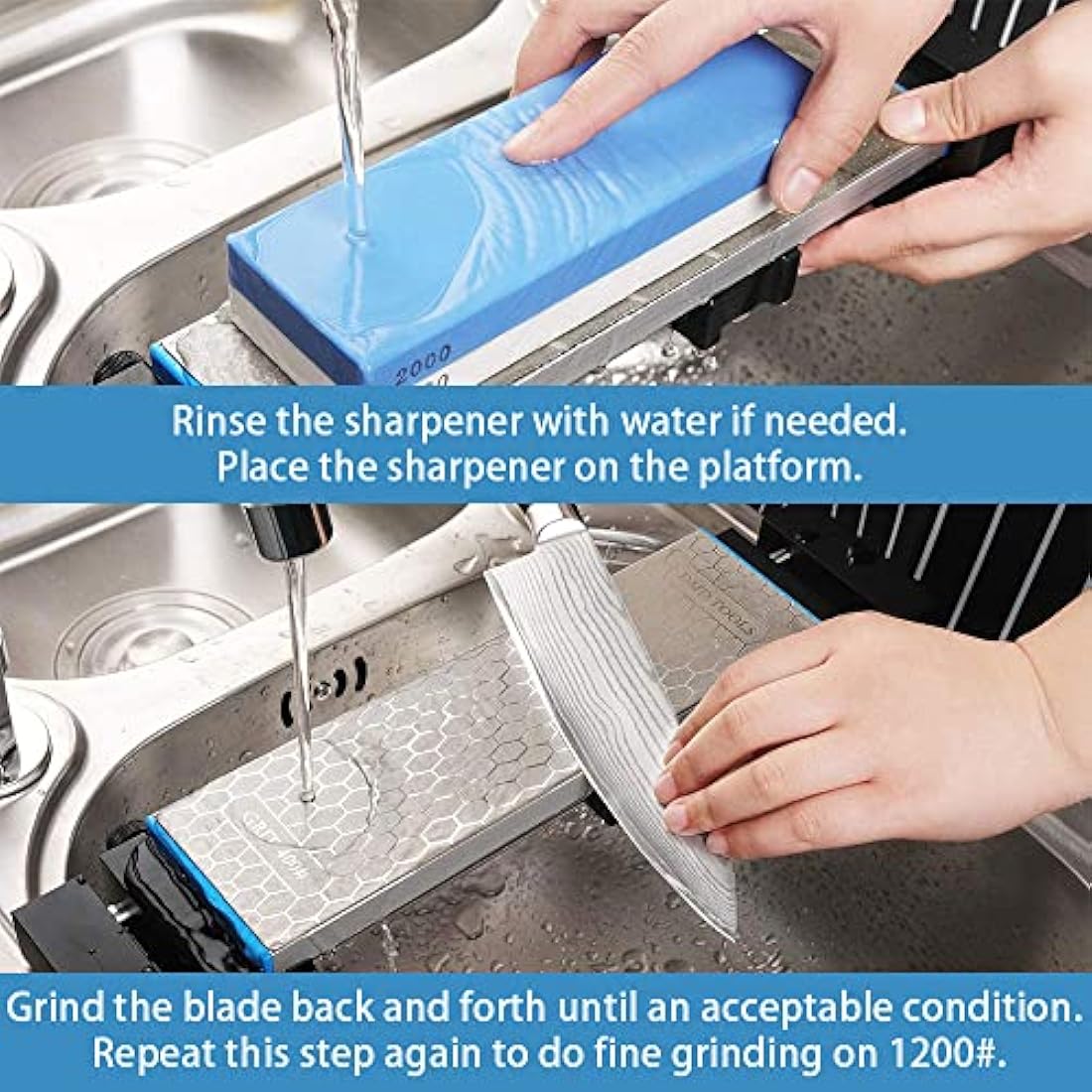 Diamond Flattening Stone Lapping Plate Double-Sided (400&1200) Grit Diamond Sharpening Plate Fixing Stone Flattener