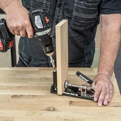 Trend Pocket Hole Jig Pro Kit with Pocket Hole Jig, Support Rods & End Stops, Face Clamp, HSS Drill Bit & Depth Collar, Square Drive Bits, 100 Screws & Storage Case, PH/JIG/AK , 12.7-38mm