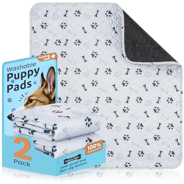 PmakeEorT Puppy Pads Washable, 2 Pack Reusable Dog Training Pads Fast Absorption, Waterproof Dog Mat Whelping Pee Pads for Playpen, Crate, Floor - 90x120 cm