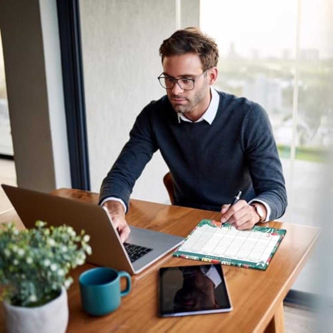 Joeji's Kitchen Weekly Planner Pad Tear Off Sheets 60 Pages A4 Organiser 100 GSM Offset Paper Punched Hole for Hanging Plan Your Weekly Timetable (Aqua)