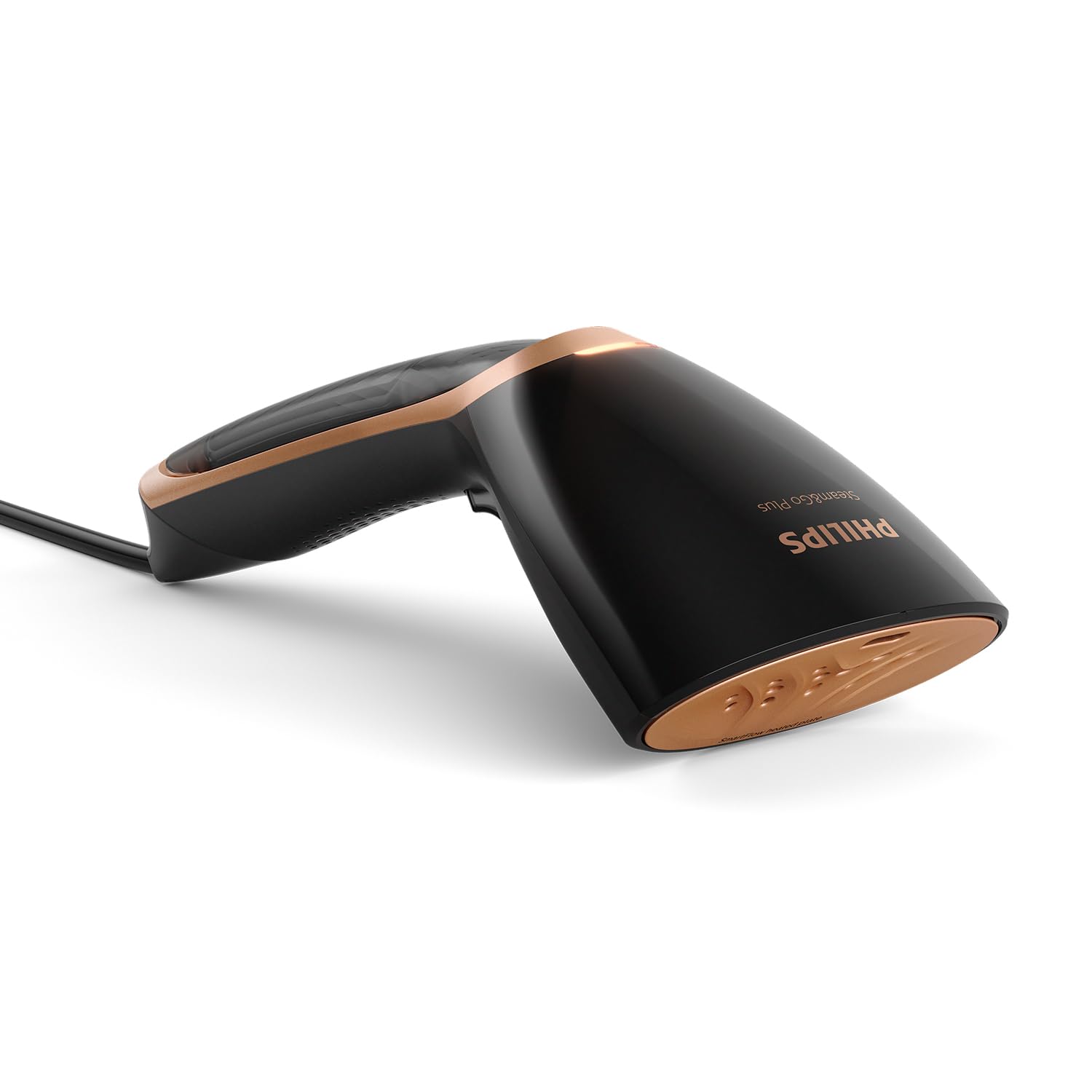 Philips Steam&Go Plus Handheld Clothes Steamer, Vertical and Horizontal Garment Steamer, No Ironing Board Needed, 0.07 Litre, 1300 W, Black/Copper,