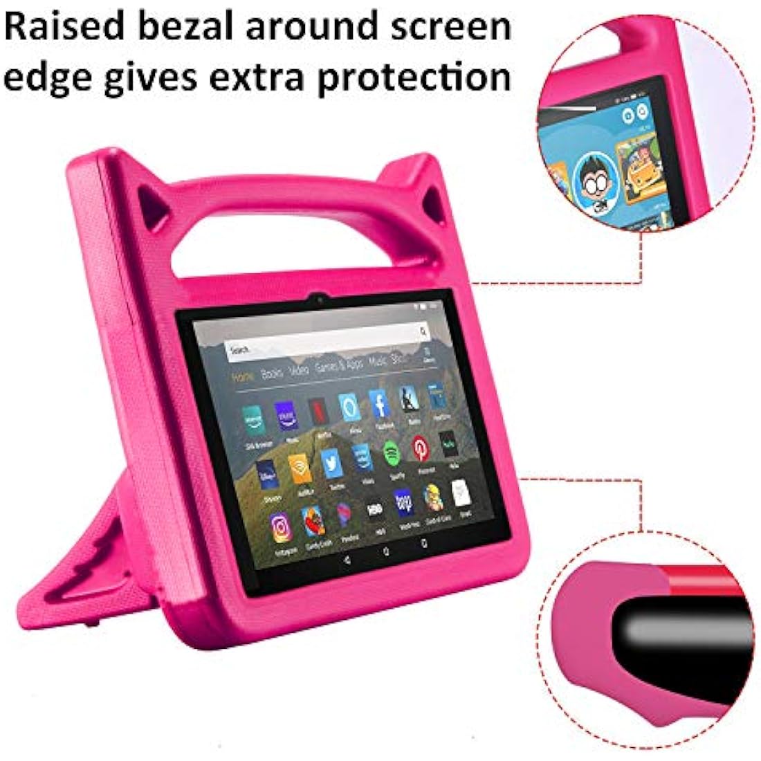 Fire HD 8 tablet Case,All-New Fire HD 8 Plus Tablet Case for Kids (12th/10th Generation,2024/2022/2020 Release),DJ&RPPQ Light Weight Shock Proof Handle Friendly Stand Kids Proof Protective Cover-Pink
