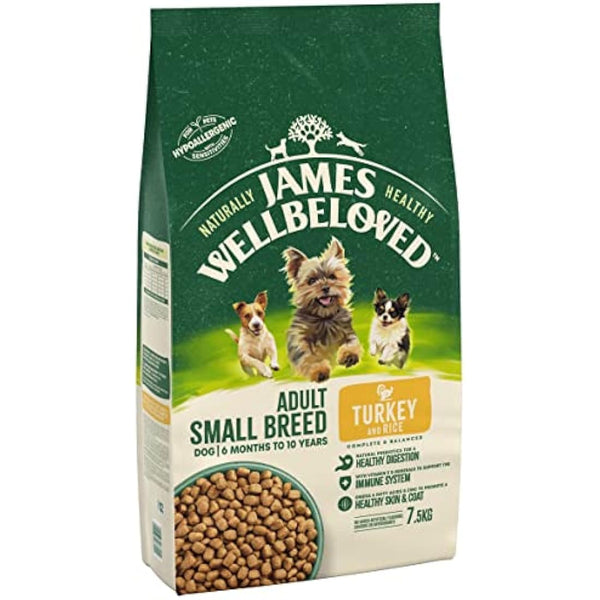 James Wellbeloved Adult Small Breed Turkey & Rice 7.5 kg Bag, Hypoallergenic Dry Dog Food