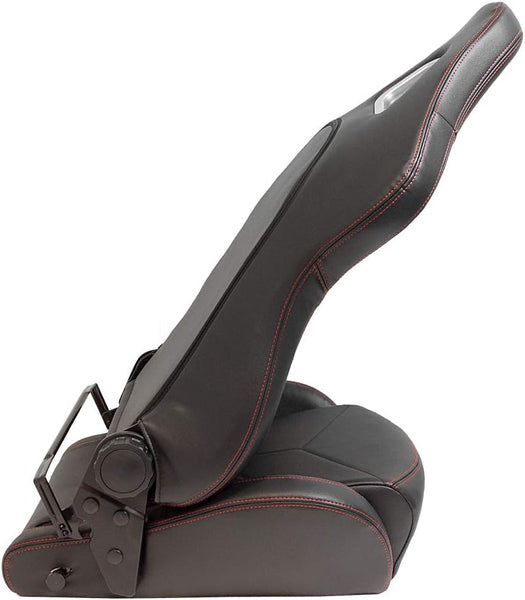 AutoStyle Sport seat 'TN' - Black Synthetic leather + Red stitching - Dual-side reclinable back-rest - incl. slides