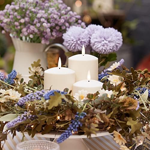 Lights4fun Set of 3 TruGlow® Outdoor Waterproof Flameless LED Pillar Candles – Battery Operated with 6-Hour Timer – Weatherproof Garden Lights for Patios, Balconies & Events