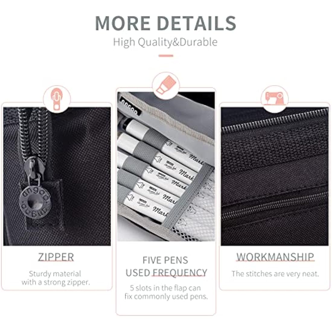 EASTHILL Pencil Case Large Capacity Pencil Pouch Handheld Pen Bag Cosmetic Portable Gift for Office School Teen Girl Boy Men Women Adult