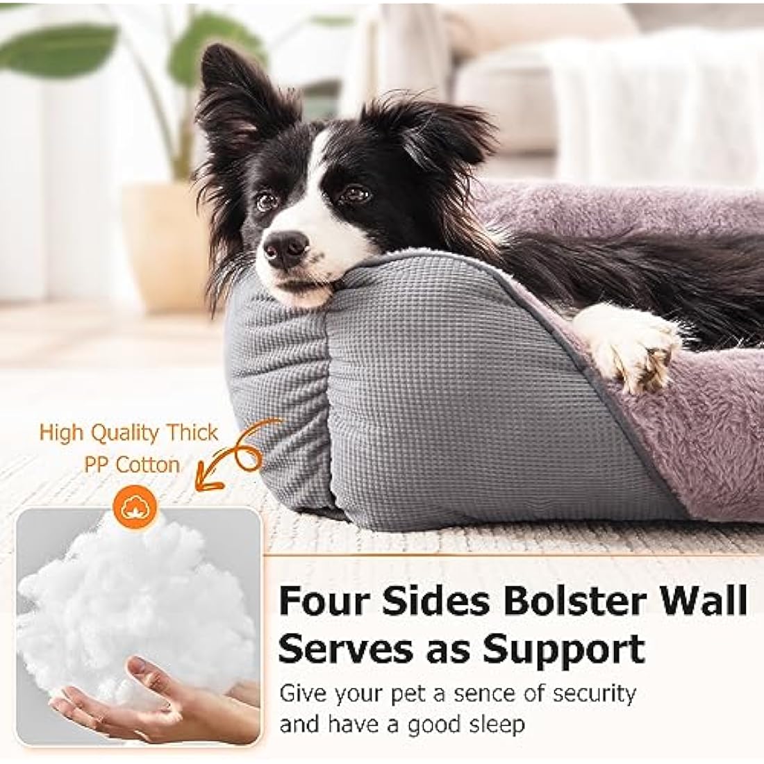 JOEJOY XL Dog Bed Washable Waterproof No Dust No Odor Fluff 89x64x23cm, Extra Large Grey, Dog Beds Extra Large for Labrador/Golden Retriever