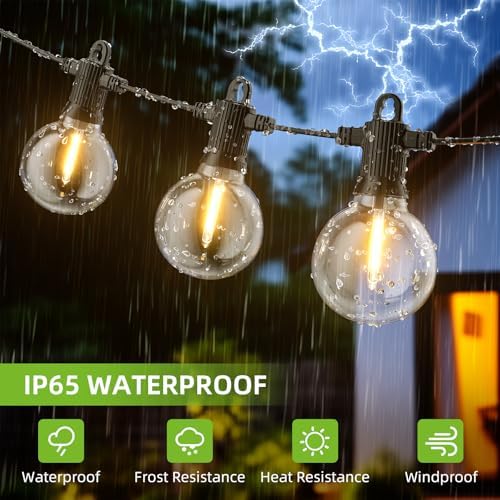 Kawaya Garden Lights Mains Powered 20M Outdoor Festoon Light with 30+2 LED Globe Bulbs Shatterproof Waterproof IP65 String Lights for Gazebo Patio Festival Party Balcony Wedding
