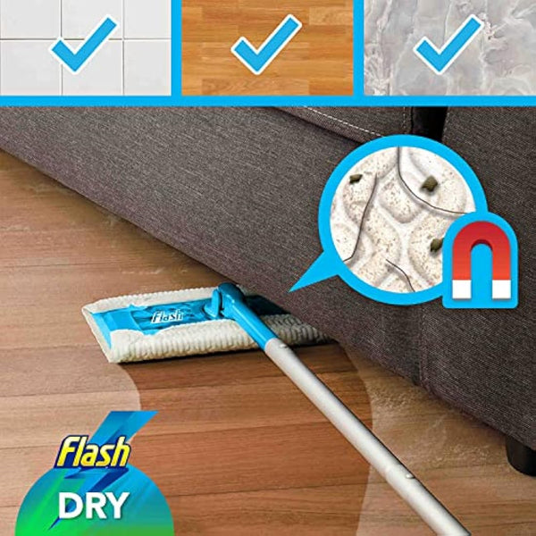 Flash Speedmop Dry Pads Refills, 120 Pads (40 x 3 Pads), Floor Cleaner, Trap & Lock Away Dust, Dirt & Hair In No Time