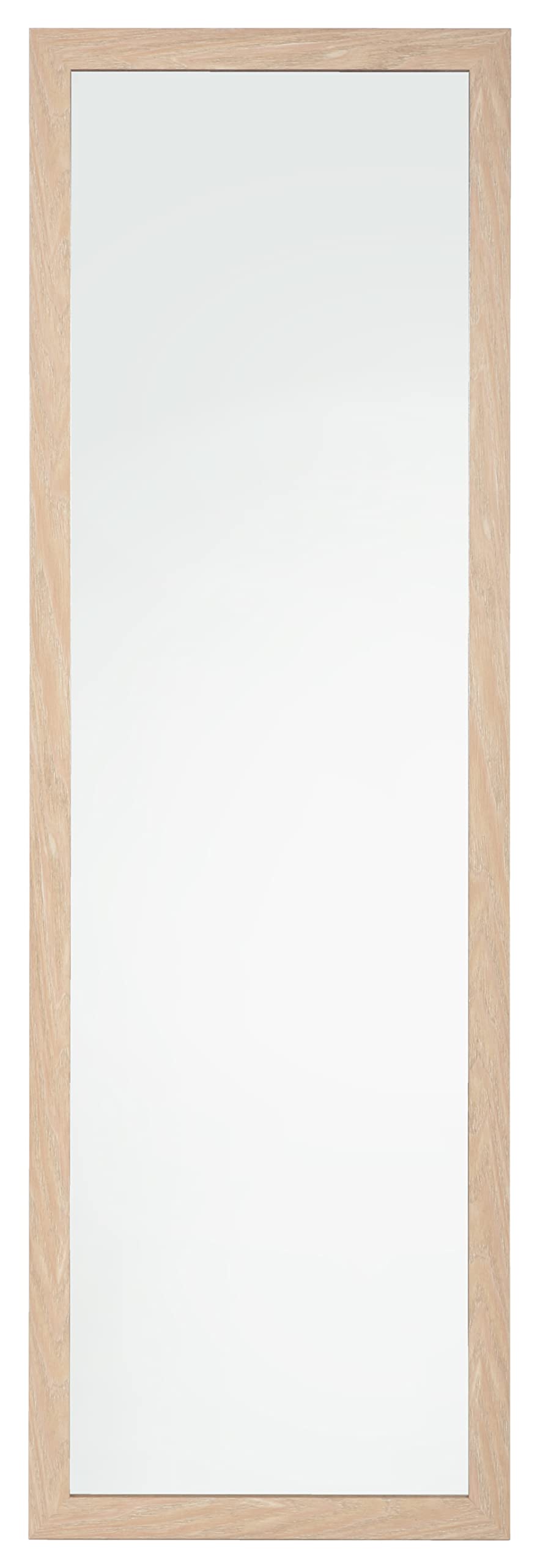 Home Selections Wooden Wall Mounted Mirror - Washed Wood - 35x110cm