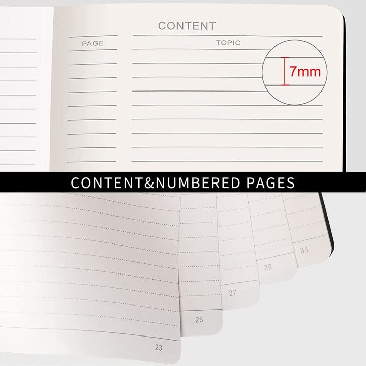 RETTACY Lined Journal Notebook - A5 Note Book Hardcover Thick Notepad 320 Numbered Pages for Writing,100gsm Lined Paper, Leather Hardcover, for Women Men Work Office School,14.5 x 21cm - Black